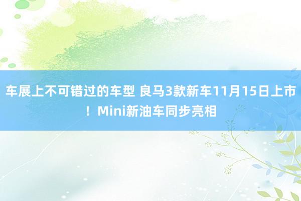 车展上不可错过的车型 良马3款新车11月15日上市！Mini新油车同步亮相