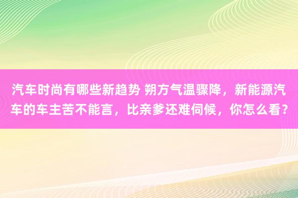 汽车时尚有哪些新趋势 朔方气温骤降，新能源汽车的车主苦不能言，比亲爹还难伺候，你怎么看？