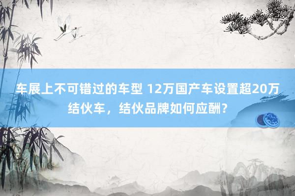 车展上不可错过的车型 12万国产车设置超20万结伙车，结伙品牌如何应酬？