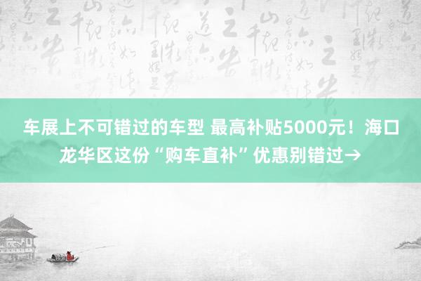 车展上不可错过的车型 最高补贴5000元！海口龙华区这份“购车直补”优惠别错过→