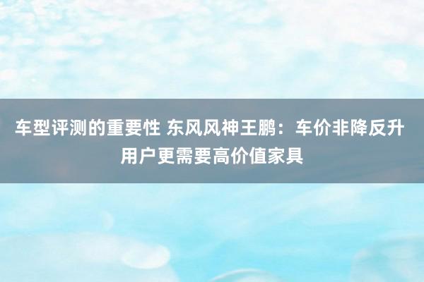 车型评测的重要性 东风风神王鹏：车价非降反升 用户更需要高价值家具