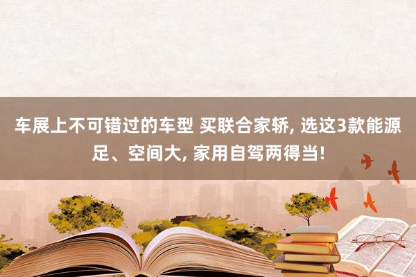 车展上不可错过的车型 买联合家轿, 选这3款能源足、空间大, 家用自驾两得当!