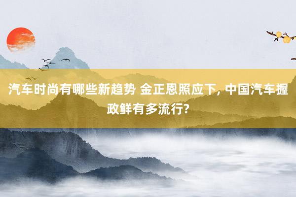 汽车时尚有哪些新趋势 金正恩照应下, 中国汽车握政鲜有多流行?