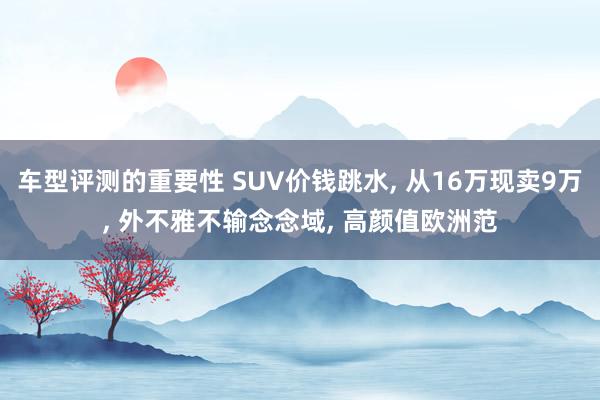 车型评测的重要性 SUV价钱跳水, 从16万现卖9万, 外不雅不输念念域, 高颜值欧洲范