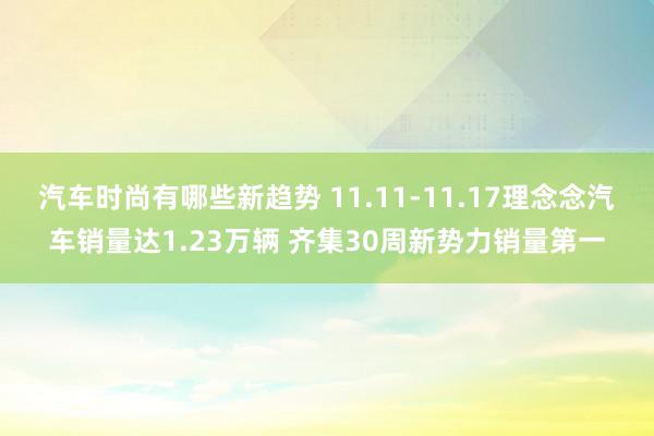 汽车时尚有哪些新趋势 11.11-11.17理念念汽车销量达1.23万辆 齐集30周新势力销量第一