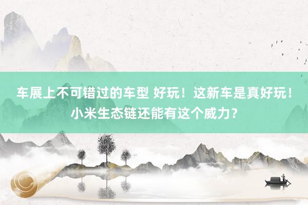 车展上不可错过的车型 好玩！这新车是真好玩！小米生态链还能有这个威力？