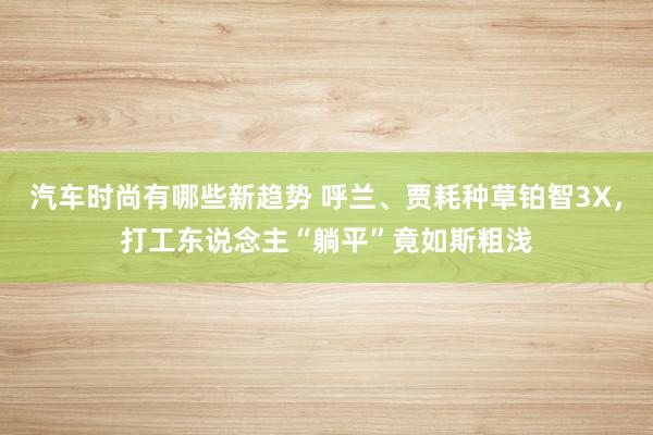 汽车时尚有哪些新趋势 呼兰、贾耗种草铂智3X，打工东说念主“躺平”竟如斯粗浅